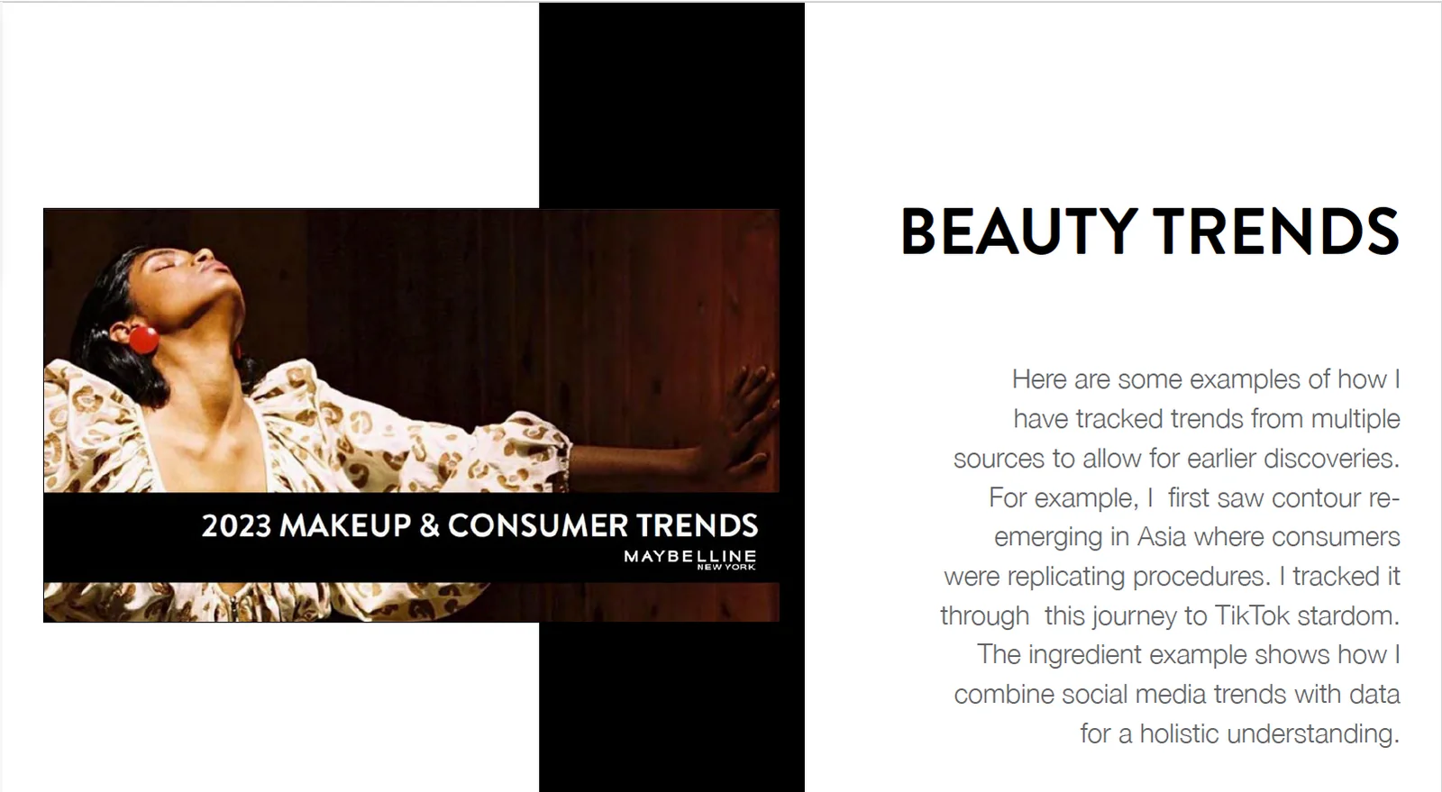 Beauty trend research presentation created for Maybelline New York